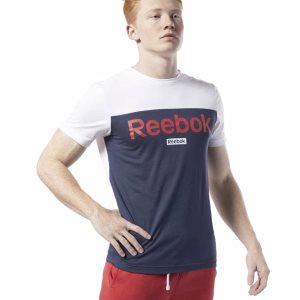 Koszulki Męskie Reebok Training Essentials Linear Logo Białe PL 70QRTCK